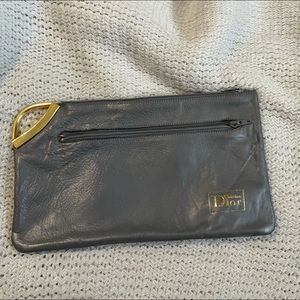 RARE Christian Dior grey vintage 70s clutch/ pouch